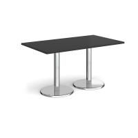 Pisa rectangular dining table with round chrome bases 1400mm x 800mm - Black