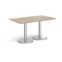 Pisa rectangular dining table with round chrome bases 1400mm x 800mm - Barcelona walnut