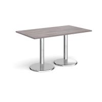 Pisa rectangular dining table with round chrome bases 1400mm x 800mm - grey oak