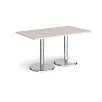 Pisa rectangular dining table with round chrome bases 1400mm x 800mm - Light Grey