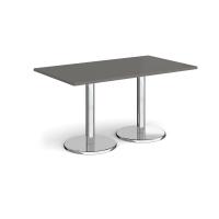 Pisa rectangular dining table with round chrome bases 1400mm x 800mm - Onyx Grey