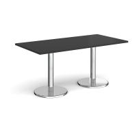 Pisa rectangular dining table with round chrome bases 1600mm x 800mm - Black
