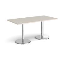Pisa rectangular dining table with round chrome bases 1600mm x 800mm - Light Grey
