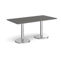 Pisa rectangular dining table with round chrome bases 1600mm x 800mm - Onyx Grey