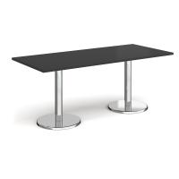 Pisa rectangular dining table with round chrome bases 1800mm x 800mm - Black