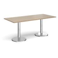 Pisa rectangular dining table with round chrome bases 1800mm x 800mm - Barcelona walnut