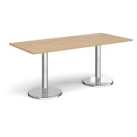 Pisa rectangular dining table with round chrome bases 1800mm x 800mm - Kendal oak