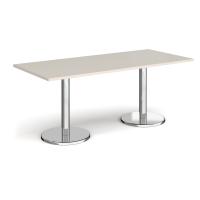 Pisa rectangular dining table with round chrome bases 1800mm x 800mm - Light Grey
