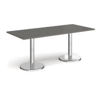 Pisa rectangular dining table with round chrome bases 1800mm x 800mm - Onyx Grey