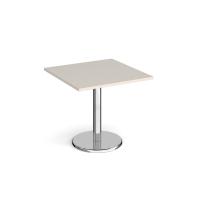 Pisa square dining table with round chrome base 800mm - Light Grey