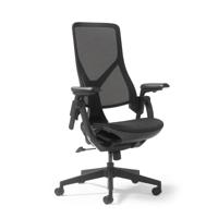 Pivot high back task chair with black mesh seat and back, adjustable arms