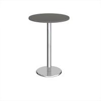 Pisa circular poseur table with round chrome base 800mm - Onyx Grey