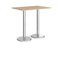 Pisa rectangular poseur table with round chrome bases 1200mm x 800mm - Kendal oak