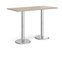 Pisa rectangular poseur table with round chrome bases 1600mm x 800mm - Barcelona walnut