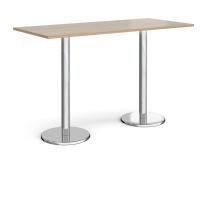 Pisa rectangular poseur table with round chrome bases 1800mm x 800mm - Barcelona walnut