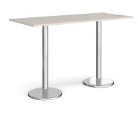 Pisa rectangular poseur table with round chrome bases 1800mm x 800mm - Light Grey