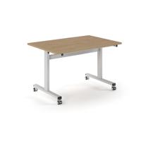 Pro Flip Rectangular Table 1200 x 800, White Frame, Kendal Oak Top