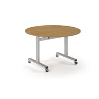 Pro Flip Circular Table 1200 Dia, Silver, Oak Top
