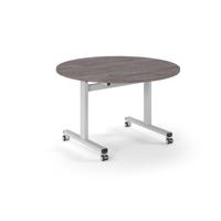 Pro Flip Circular Table 1200 Dia, White, Grey Oak Top