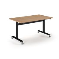 Pro Flip Rectangular Table 1400 x 800, Black Frame, Beech Top
