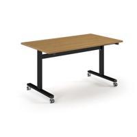 Pro Flip Rectangular Table 1400 x 800, Black Frame, Oak Top
