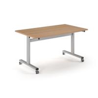Pro Flip Rectangular Table 1400 x 800, Silver Frame, Beech Top