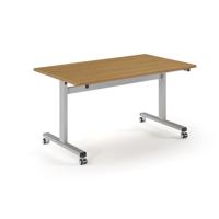 Pro Flip Rectangular Table 1400 x 800, Silver Frame, Oak Top