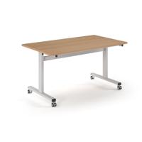 Pro Flip Rectangular Table 1400 x 800, White Frame, Beech Top