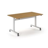 Pro Flip Rectangular Table 1400 x 800, White Frame, Oak Top