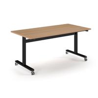 Pro Flip Rectangular Table 1600 x 800, Black Frame, Beech Top