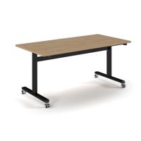 Pro Flip Rectangular Table 1600 x 800, Black Frame, Kendal Oak Top