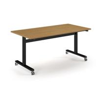 Pro Flip Rectangular Table 1600 x 800, Black Frame, Oak Top