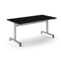Pro Flip Rectangular Table 1600 x 800, Silver Frame, Black Top
