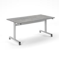 Pro flip table 1600x800 silver frame - grey oak top