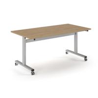 Pro Flip Rectangular Table 1600 x 800, Silver Frame, Kendal Oak Top