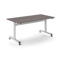 Pro Flip Rectangular Table 1600 x 800, White Frame, Grey Oak Top