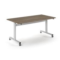 Pro Flip Rectangular Table 1600 x 800, White Frame, Nebraska Oak Top