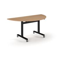 Pro Flip Semi-Circular Table 1600 x 800, Black, Beech Top