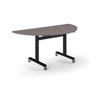 Pro Flip Semi-Circular Table 1600 x 800, Black, Grey Oak Top