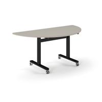 Pro Flip Semi-Circular Table 1600 x 800, Black, Light Grey Top