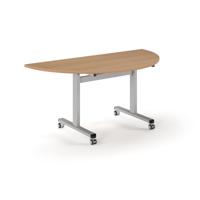 Pro Flip Semi-Circular Table 1600 x 800, Silver, Beech Top