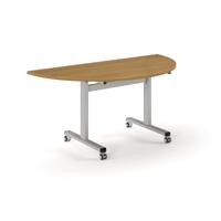 Pro Flip Semi-Circular Table 1600 x 800, Silver, Oak Top
