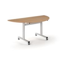 Pro Flip Semi-Circular Table 1600 x 800, White, Beech Top