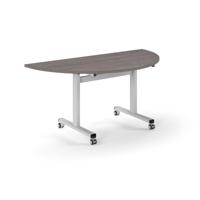 Pro Flip Semi-Circular Table 1600 x 800, White, Grey Oak Top