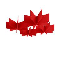 Piano Scales acoustic suspended ceiling raft in red 1750 x 1750mm - Echo Grid
