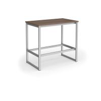 Otto Poseur benching solution dining table 1200mm wide - silver frame, Barcelona walnut top