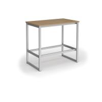 Otto Poseur benching solution dining table 1200mm wide - silver frame, Kendal oak top
