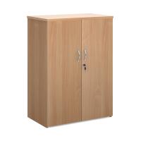 Universal double door cupboard 1090mm high with 2 shelves - beech