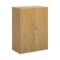 Universal double door cupboard 1090mm high with 2 shelves - oak