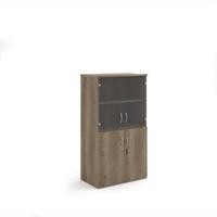 Universal combination unit with glass upper doors 1440mm high with 3 shelves - Nebraska Oak